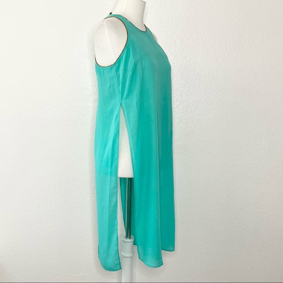 BEBE Turquoise Side Slits Blouse - Picture 2 of 7
